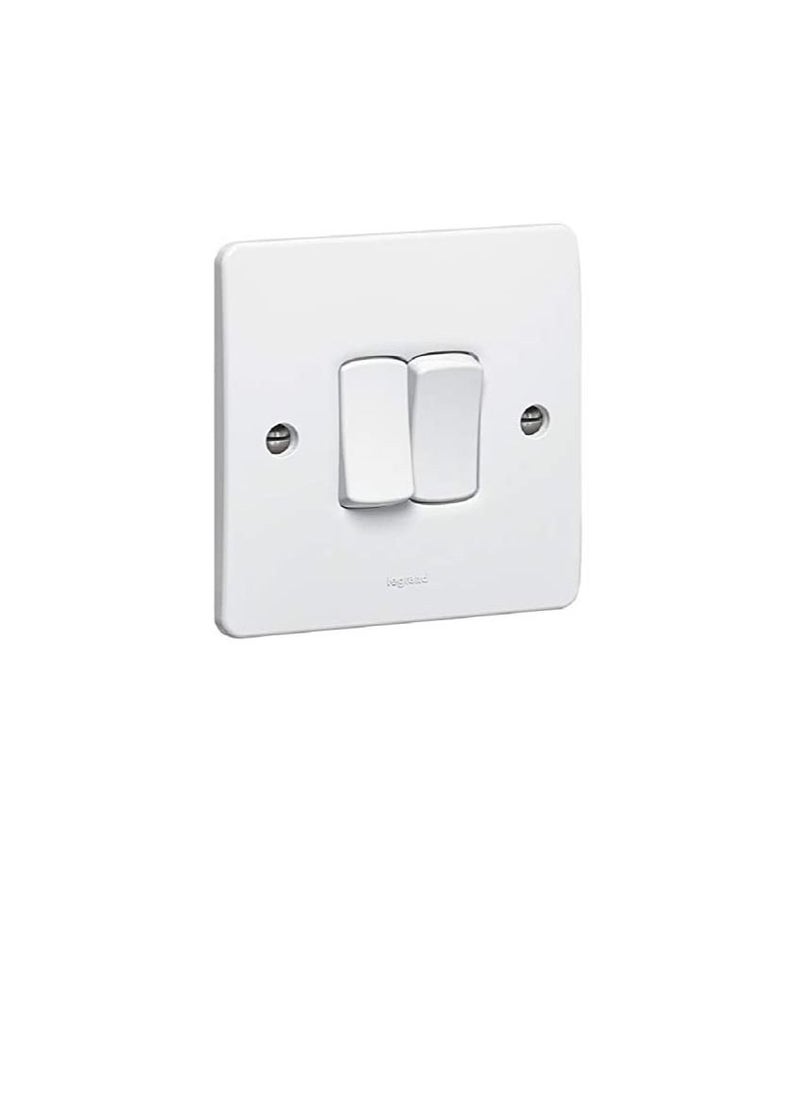 Legrand 730024 LEGRAND SINGLE POLE SWITCH SYNERGY - 2 GANG - 1 WAY - 10 AX - 250 V - WHITE  - Image 2