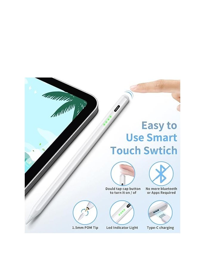 ماركة غير محددة قلم ستايلس لجهاز iPad من الجيل التاسع والعاشر مع خاصية رفض راحة اليد، قلم نشط متوافق مع أجهزة Apple iPad 10/9/8/7/6th Gen، iPad Air 5th/4th/3rd Gen، iPad Pro 11 & 12.9 بوصة، iPad Mini 6th/5th Gen  - Image 3