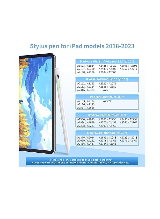 ماركة غير محددة قلم ستايلس لجهاز iPad من الجيل التاسع والعاشر مع خاصية رفض راحة اليد، قلم نشط متوافق مع أجهزة Apple iPad 10/9/8/7/6th Gen، iPad Air 5th/4th/3rd Gen، iPad Pro 11 & 12.9 بوصة، iPad Mini 6th/5th Gen  - Image 4