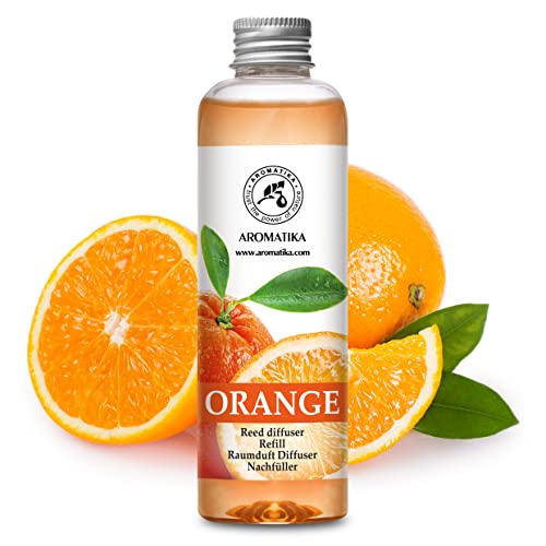 Aromatika Aroma Organic Reed Diffuser Refill with Natural Orange Essential Oil, 200ml / 6.8oz Flask - Image 2