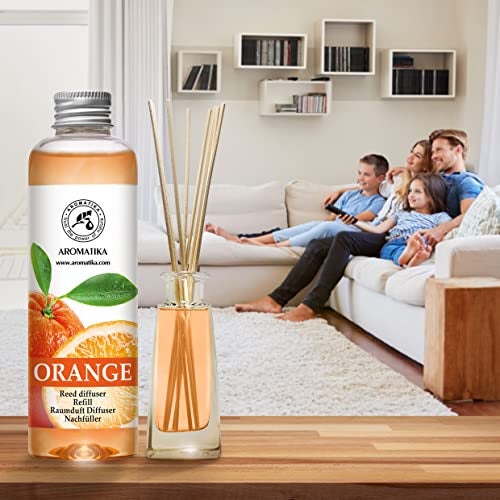Aromatika Aroma Organic Reed Diffuser Refill with Natural Orange Essential Oil, 200ml / 6.8oz Flask - Image 5