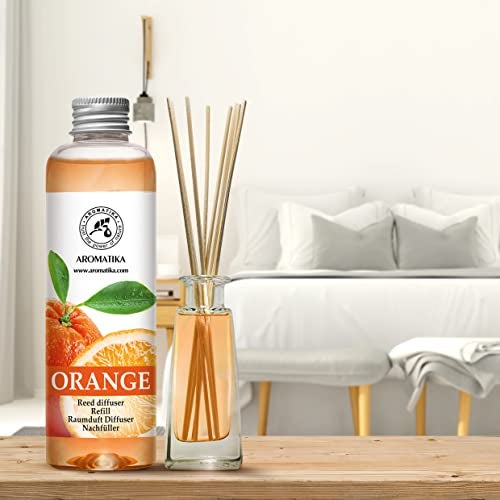Aromatika Aroma Organic Reed Diffuser Refill with Natural Orange Essential Oil, 200ml / 6.8oz Flask - Image 3
