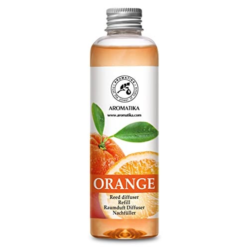 Aromatika Aroma Organic Reed Diffuser Refill with Natural Orange Essential Oil, 200ml / 6.8oz Flask - Image 1