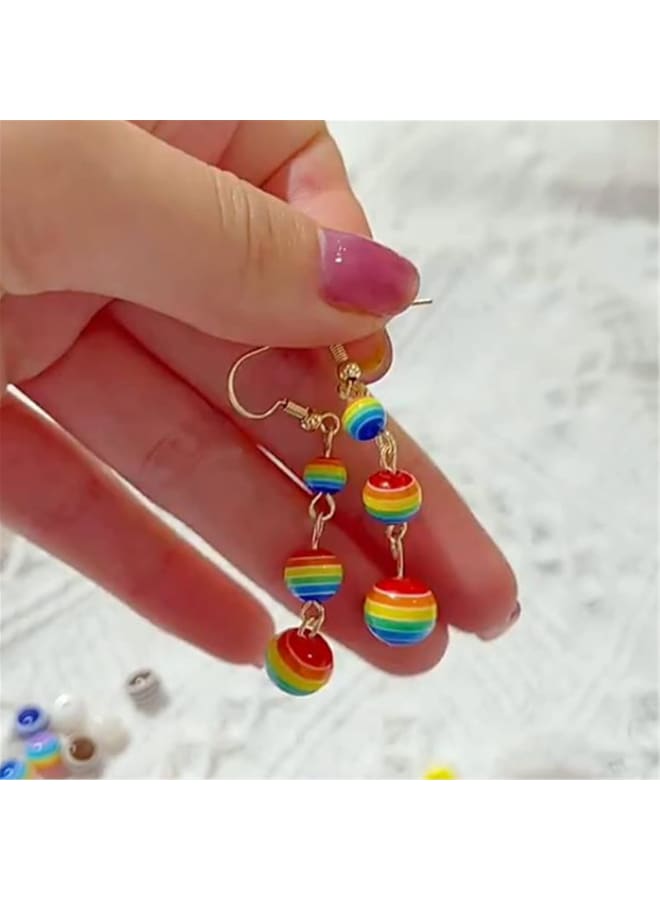 150 PCS Acrylic Rainbow Beads for Jewelry Making Round Loose Beads Charms Marble Beads for Bracelets Earring Necklace Rings Adults Beading DIY Art Craft Projects Decor Gifts (8mm, Mixed Color)  - Image 5