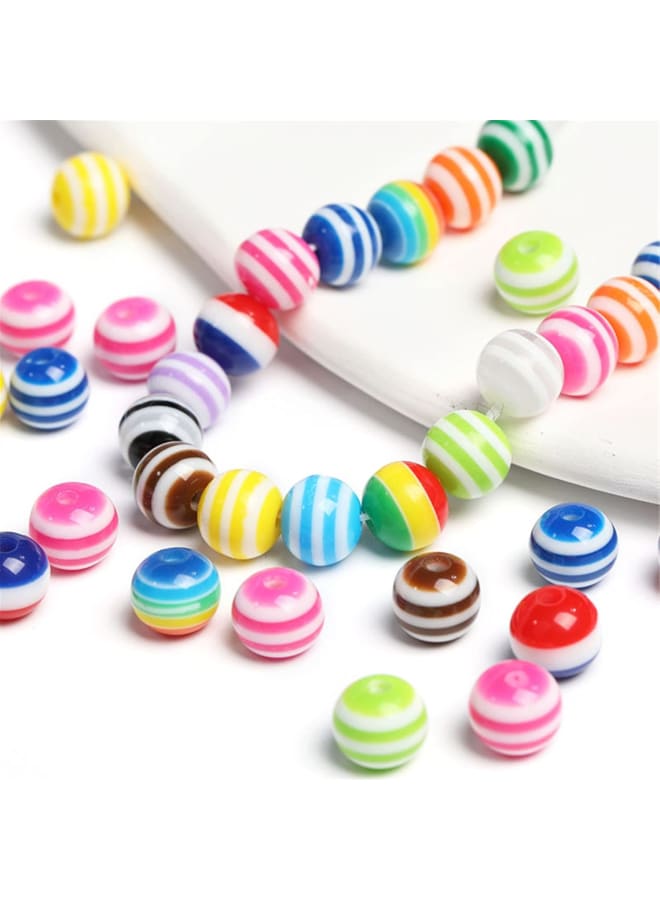 150 PCS Acrylic Rainbow Beads for Jewelry Making Round Loose Beads Charms Marble Beads for Bracelets Earring Necklace Rings Adults Beading DIY Art Craft Projects Decor Gifts (8mm, Mixed Color)  - Image 4