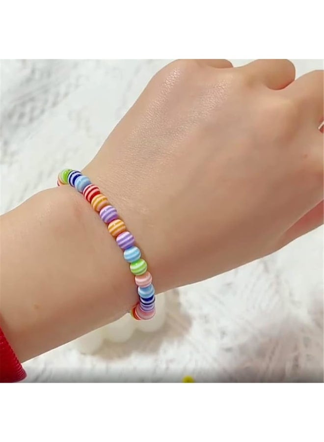 150 PCS Acrylic Rainbow Beads for Jewelry Making Round Loose Beads Charms Marble Beads for Bracelets Earring Necklace Rings Adults Beading DIY Art Craft Projects Decor Gifts (8mm, Mixed Color)  - Image 3
