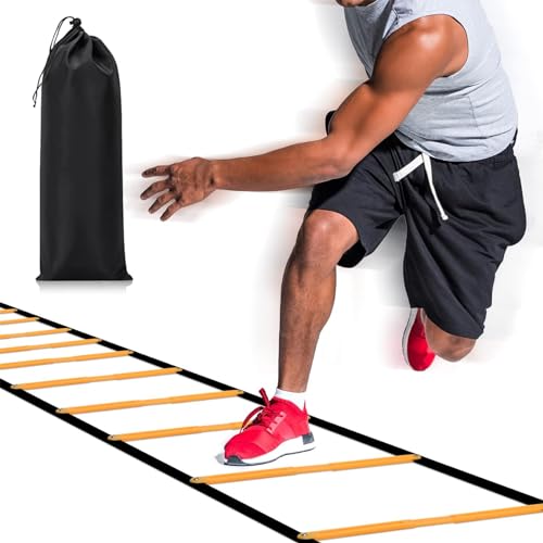 Happy Jump Agility Ladder 12 Rung 20 FT Speed Training Ladder Drill Sports Workout Equipment for Football Soccer Footwork Exercise (Orange) - Image 1