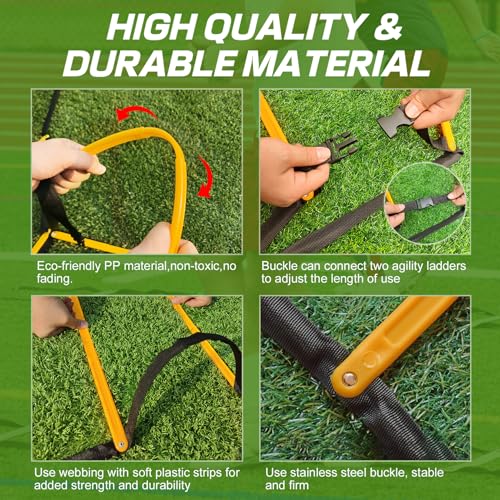 Happy Jump Agility Ladder 12 Rung 20 FT Speed Training Ladder Drill Sports Workout Equipment for Football Soccer Footwork Exercise (Orange) - Image 3