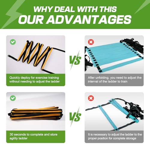 Happy Jump Agility Ladder 12 Rung 20 FT Speed Training Ladder Drill Sports Workout Equipment for Football Soccer Footwork Exercise (Orange) - Image 4