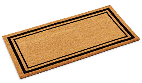 Kempf Double Border Large Coco Coir Mat Rubber Vinyl Backing Great for Double Doors Indoor Outdoor Entrance Rug 22 x 36Inch Black