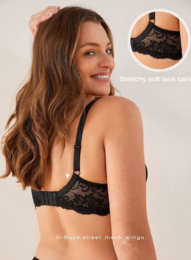 Deyllo Women's Push Up Lace Bra Comfort Padded Underwire Bra Lift Up Add One Cup - Image 5