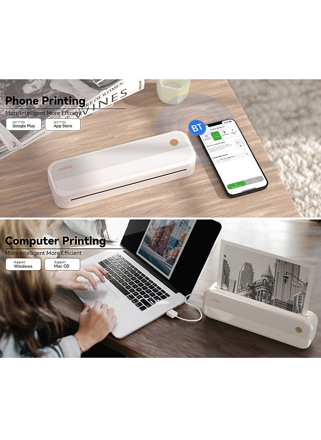 PeriPage P40 A4 Portable Thermal Printer Wireless Mobile Photo Printer Support 2"/3"/4"/216mm/210mm A4&A5 Paper Width Inkless Printing PDF File Webpage Contract Picture for Travel Office Car Home  - Image 2