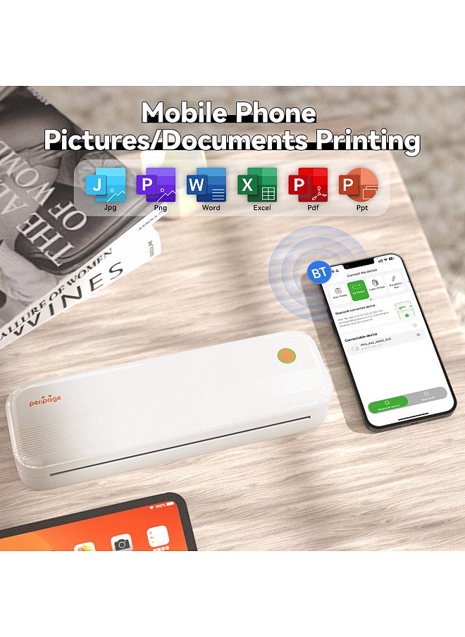PeriPage P40 A4 Portable Thermal Printer Wireless Mobile Photo Printer Support 2"/3"/4"/216mm/210mm A4&A5 Paper Width Inkless Printing PDF File Webpage Contract Picture for Travel Office Car Home  - Image 5