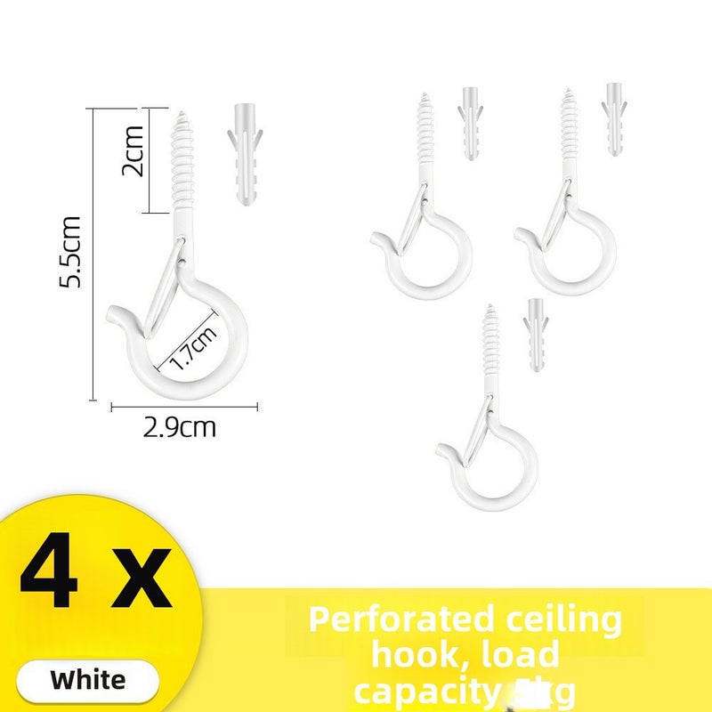 Adhesive Ceiling Hooks with Lock for Hangings White perforated installation ceiling hook 4 