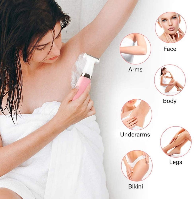 Women's Electric Shaver Pink IPX7 Waterproof Painless Bikini Trimmer - 4 Adjustable Combs 1mm 2mm 4mm 6mm Wet Dry Shaver for Sensitive Skin Full-Body Grooming At Home And Travel - Image 2