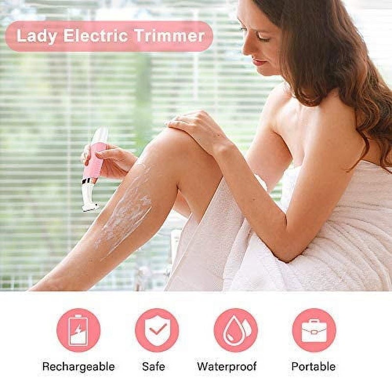 Women's Electric Shaver Pink IPX7 Waterproof Painless Bikini Trimmer - 4 Adjustable Combs 1mm 2mm 4mm 6mm Wet Dry Shaver for Sensitive Skin Full-Body Grooming At Home And Travel - Image 4