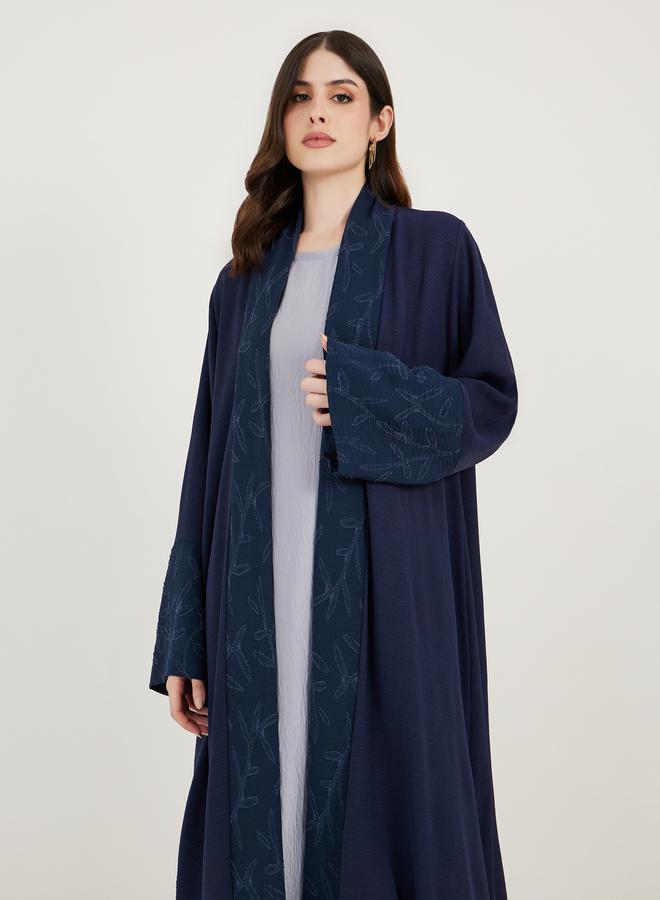 Styli Jacquard Front Crepe Abaya with Matching Hijab - Image 3
