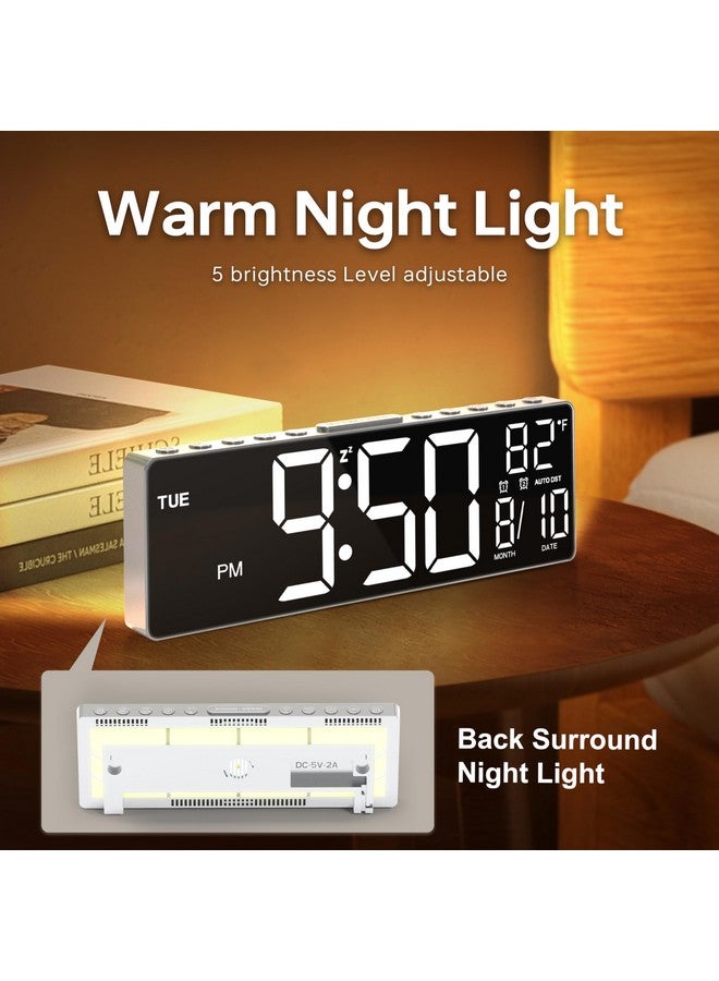 JALL 10.5'' Digital Large Alarm Clock with 8-in-1 RGB Colors, Date, Month, Temperature LED, Auto DST, Modern for Desk, Wall, Living Room, Bedroom, Birthday Xmas Gift, him her Mom Dad Seniors Teen - Image 3
