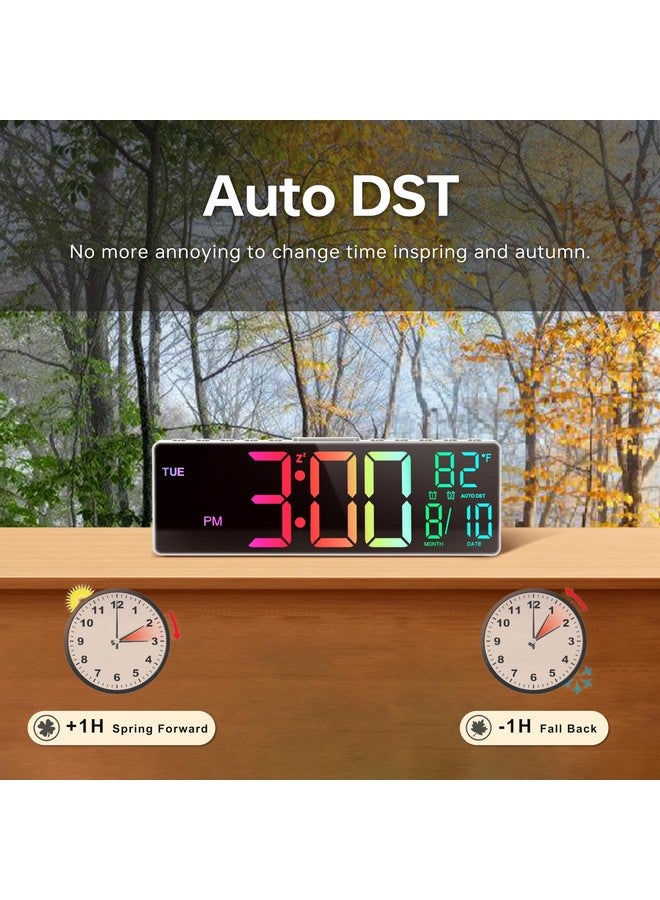JALL 10.5'' Digital Large Alarm Clock with 8-in-1 RGB Colors, Date, Month, Temperature LED, Auto DST, Modern for Desk, Wall, Living Room, Bedroom, Birthday Xmas Gift, him her Mom Dad Seniors Teen - Image 4