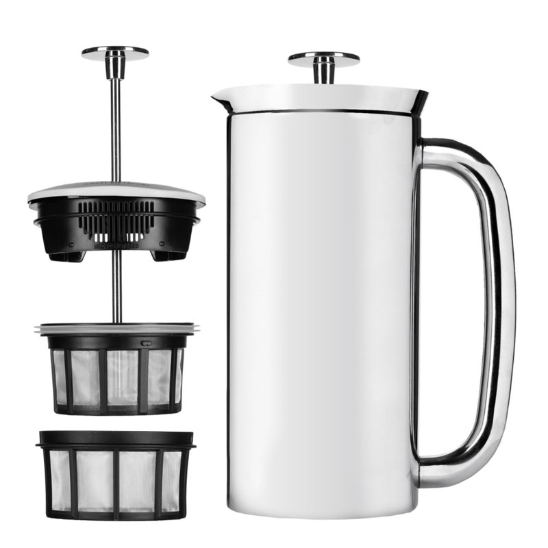 ESPRO P7 French Press Coffee Maker  DoubleWalled Stainless Steel Insulated with MicroFilter 18 Ounces Polished Stainless Steel