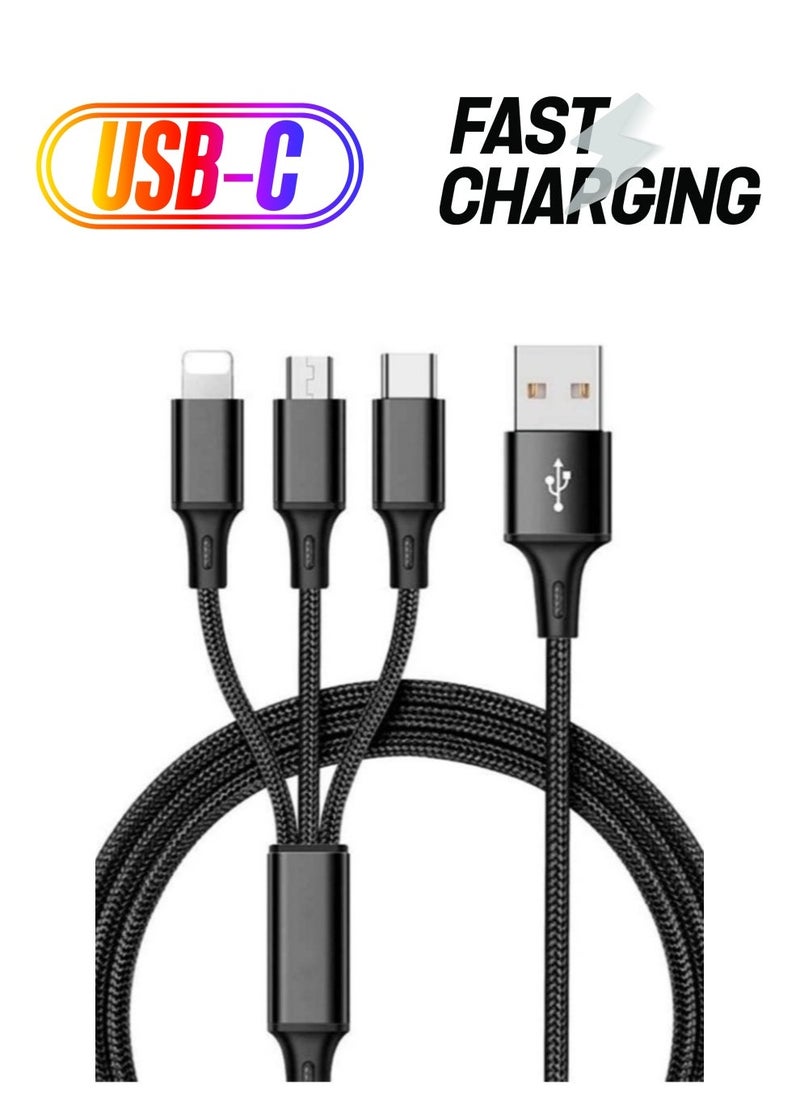 Raxoom 3 in 1 Multi 5A original fast charging 1.2m cable, CE, FCC, ROSH, MFI Certified, Lighting/Type C/Micro, compatible with iPhone 3A /Huawei/Samsung/OPPO vooc/Xiaomi/Honor 5a - Image 1