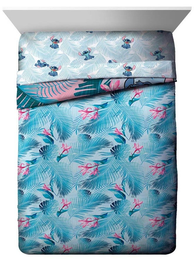 Jay Franco Disney Lilo & Stitch Floral Fun Full/Queen Comforter & Sham Set - Super Soft Kids Reversible Bedding - Fade Resistant Microfiber (Official Disney Product) - Image 3