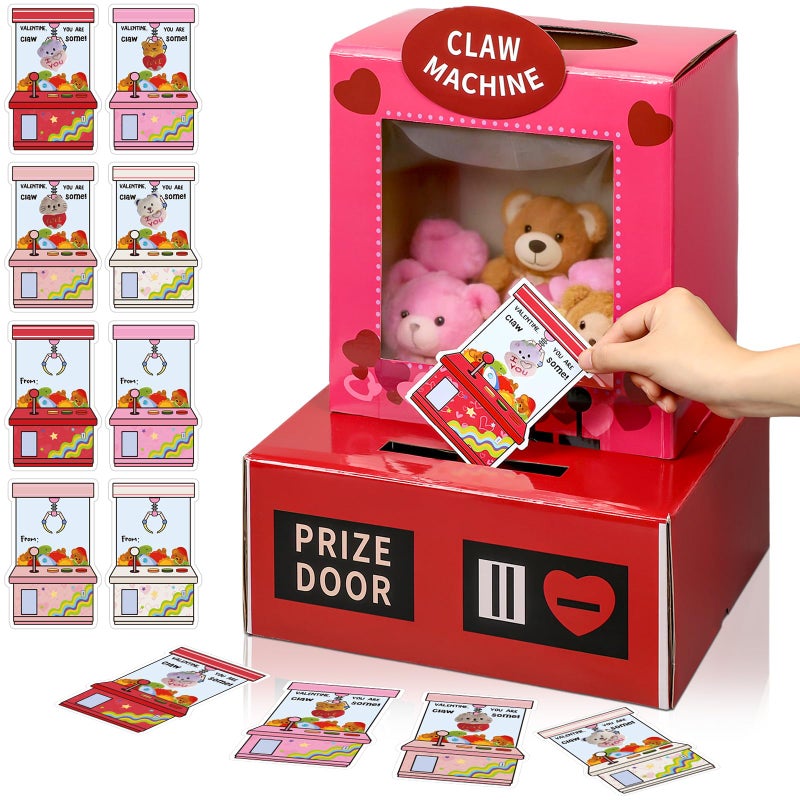 Eaasty Claw Machine Valentine Boxes for Kids DIY Valentines Day Mailbox Kits with 32 Vending Machine Valentine Cards for Boys Girls Toddlers School Classroom Gift Exchange & Greeting Craft Party Favor - Image 1