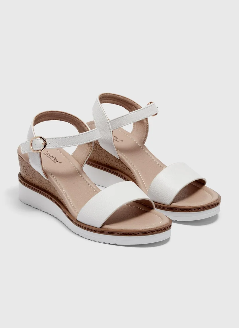 Matalan Soleflex Cream Wedge Sandals