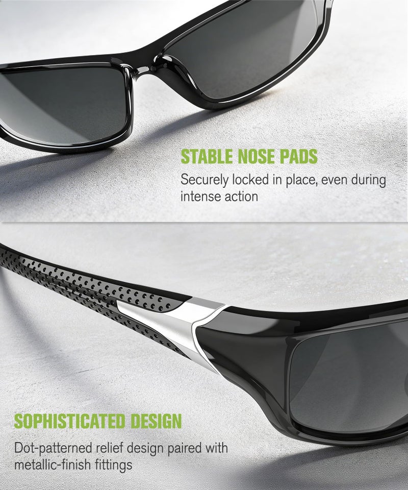 QALLY Polarized Sunglasses Men Sports Sunglasses for Men UV400 Sunglasses for Driving Golf Cycling Fishing Running - Image 4