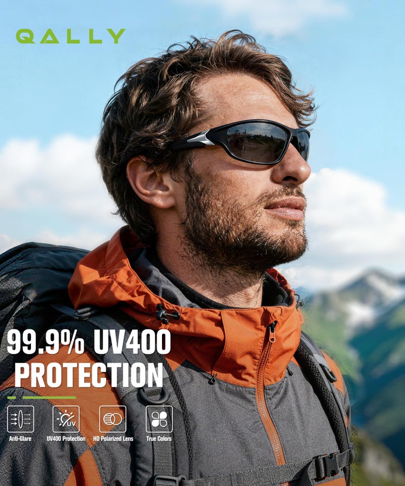QALLY Polarized Sunglasses Men Sports Sunglasses for Men UV400 Sunglasses for Driving Golf Cycling Fishing Running - Image 2