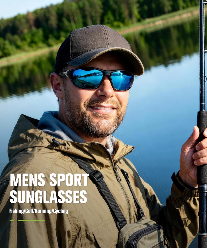 QALLY Polarized Sunglasses Men Sports Sunglasses for Men UV400 Sunglasses for Driving Golf Cycling Fishing Running - Image 3