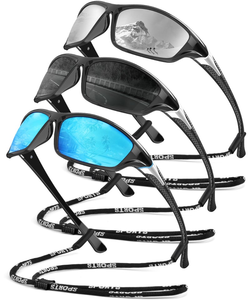QALLY Polarized Sunglasses Men Sports Sunglasses for Men UV400 Sunglasses for Driving Golf Cycling Fishing Running - Image 1