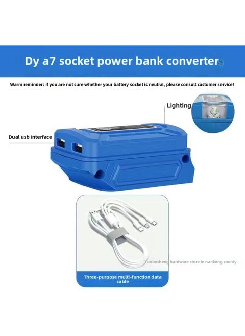 Dayi A7/a6 Battery Charging Mobile Phone Converter Charging Treasure 4.06000 MA Lithium Battery Charging Treasure-Color:Dayi A7 Premium Power Bank Converter With Light + Data Cable