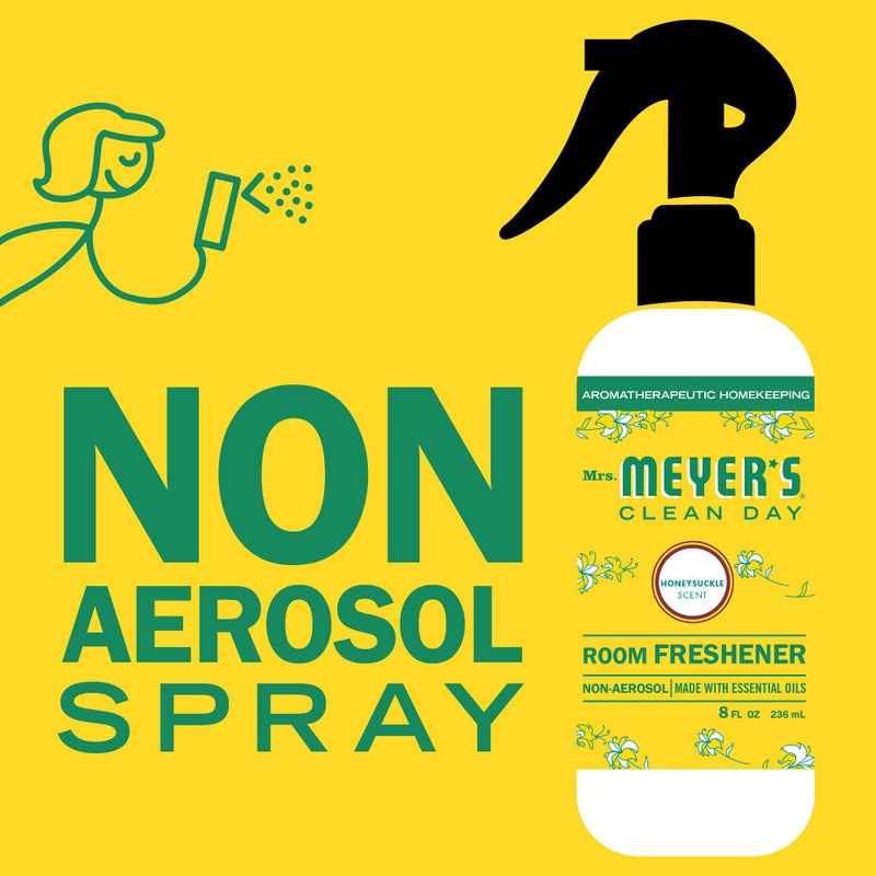 MRS. MEYER'S CLEAN DAY Room and Air Freshener Spray, Non-Aerosol Spray Bottle Infused with Essential Oils, Honeysuckle, 8 fl. Oz - Image 3