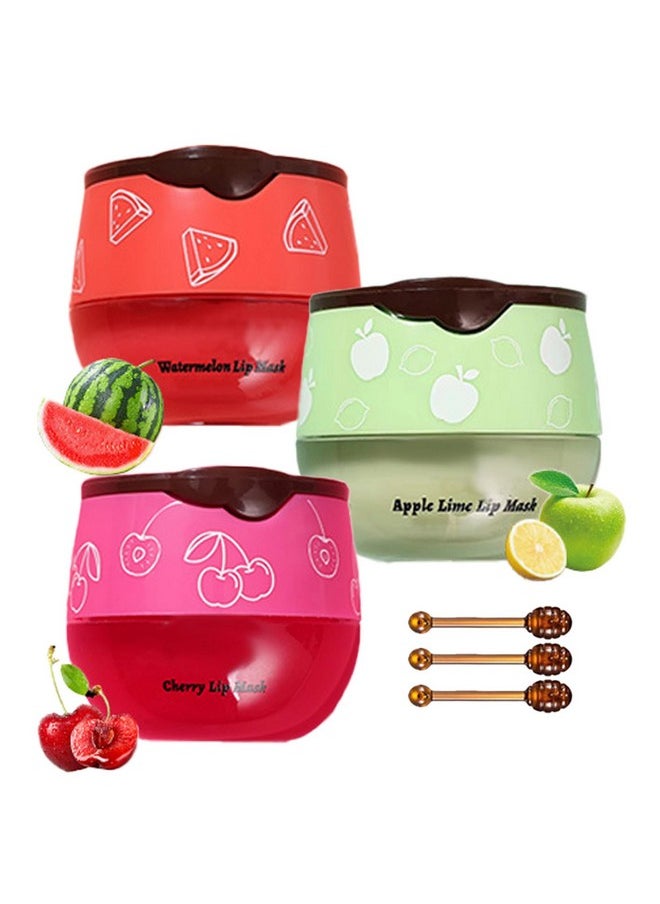 Aaiffey - Aaiffey Lip Balm Honey Pot,Watermelon Apple Lime Cherry Lip Sleeping Mask Moisturizing Lip Mask Overnight Hydrating Prevention Dry and Cracked Lip Scrubs Exfoliator Lip Wrinkle Care 3 pcs - Image 1
