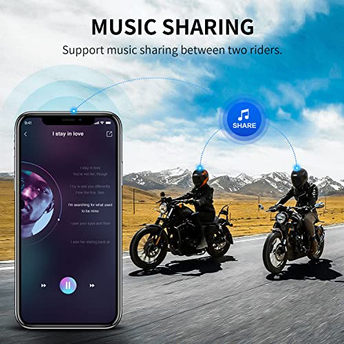 FODSPORTS Motorcycle Bluetooth Intercom with Music Sharing, M1S Pro 2000m 8 Riders Group Helmet Communication System Headset Universal Wireless Interphone (Waterproof/Handsfree/Stereo Music/GPS/2 Mic) - Image 3