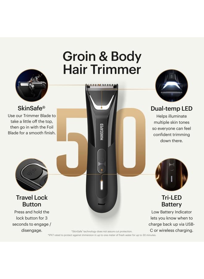 Manscaped Refining The Gentleman ماكينة حلاقة العشب 5.0 ULTRA لتشذيب الشعر في المنطقة الحساسة والجسم - ماكينة حلاقة مزدوجة الرأس آمنة للبشرة™ وشفرات ورقية، مقاومة للماء، قابلة للشحن عبر USB-C مع حقيبة سفر - Image 2