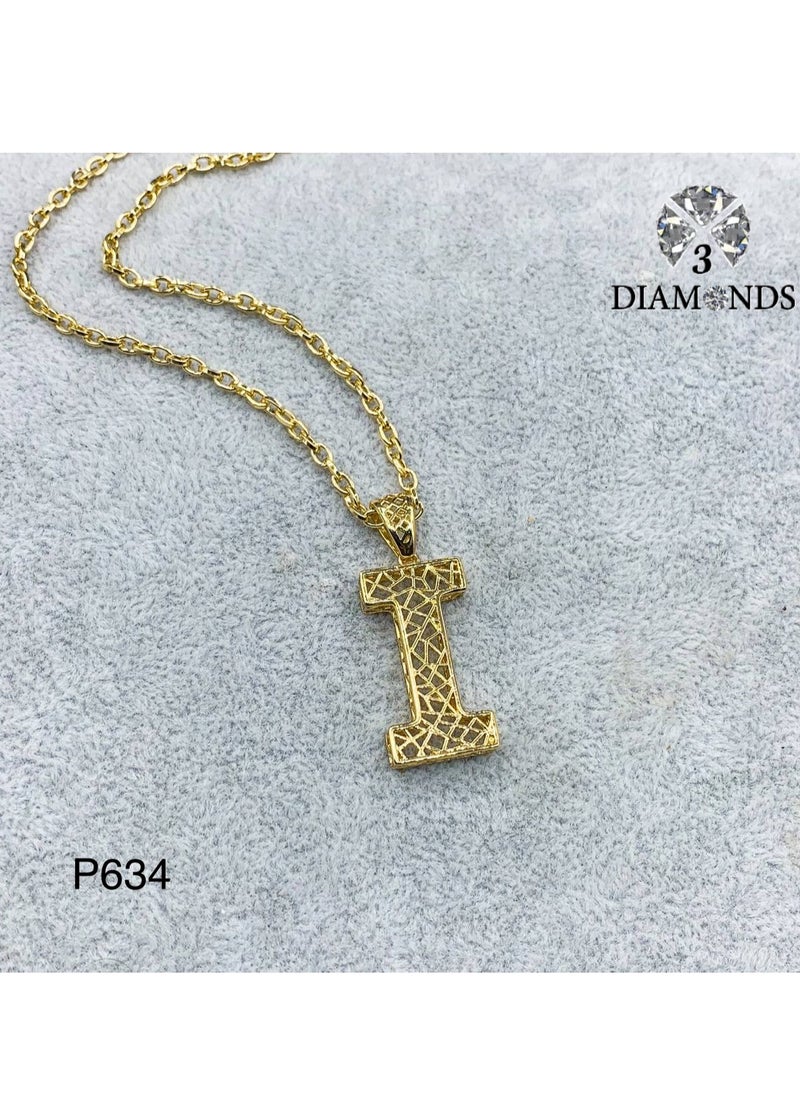 3Diamonds - Elegant Women's High-Quality I-Shaped Pendant Necklace, Gold Plated – Stylish, Durable, Perfect for Gifts and Special Occasions - Image 1