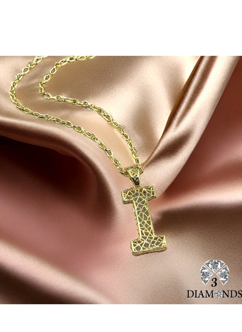 3Diamonds - Elegant Women's High-Quality I-Shaped Pendant Necklace, Gold Plated – Stylish, Durable, Perfect for Gifts and Special Occasions - Image 1