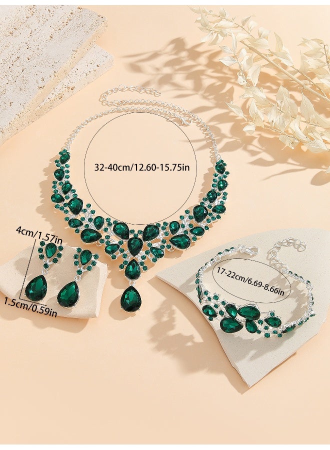 NIBEMINENT Vintage Luxury Rhinestone Jewelry Set