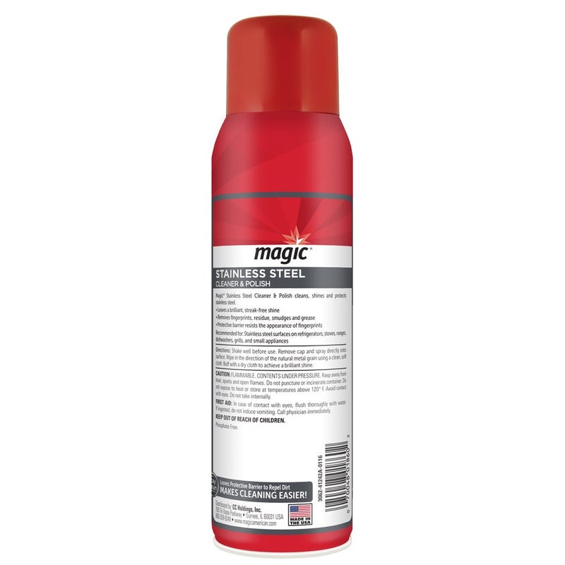 Magic Stainless Steel Cleaner Aerosol - 17 Ounce - Removes Fingerprints Residue Water Marks and Grease From Appliances - Refrigerator Dishwasher Oven Grill etc - Image 2