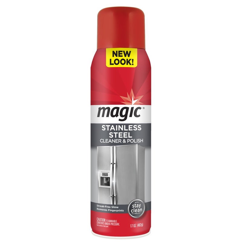 Magic Stainless Steel Cleaner Aerosol - 17 Ounce - Removes Fingerprints Residue Water Marks and Grease From Appliances - Refrigerator Dishwasher Oven Grill etc - Image 1