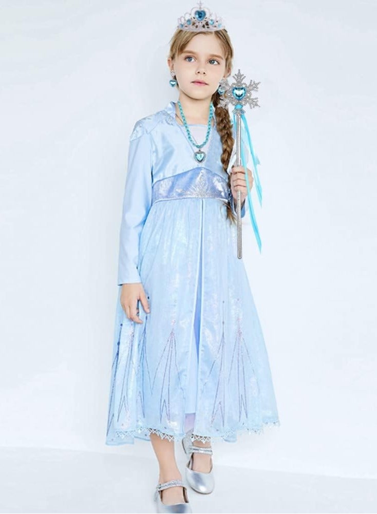 Princess Dress up Party Accessories Costume Toddler  Jewelry Play for Girls Favors Gifts Set, Crown Tiara Gloves Wig Necklace Ring Bracelet Earrings and Wand  - Image 5