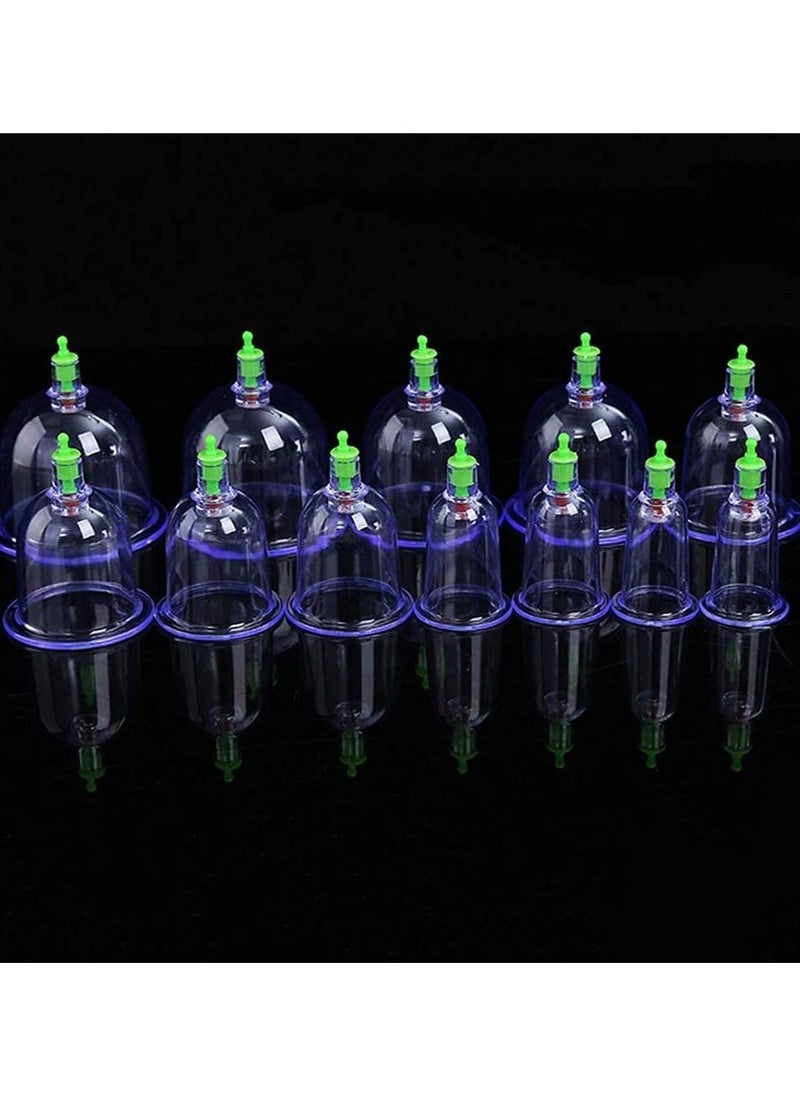 DubaiGallery Pulling Vacuum Cupping Device Chinese Medical 12 Cups/Tanks Magnetic Vacuum Body Cupping Set Portable Massage Therapy Kit  - Image 2