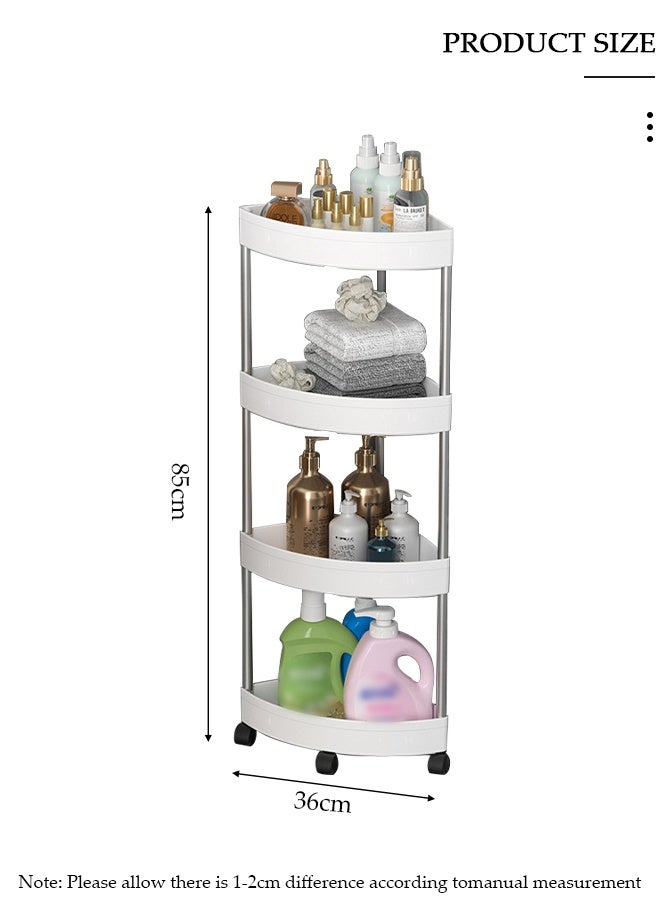 DUNISO 4-Tier Plastic Bathroom Corner Shelves,Shower Caddy Shelves,Waterproof Bathroom Unit Cart with Wheel,Rust Proof Open Storage Cart for Bathroom, Kitchen & Balcony  (White) - Image 2