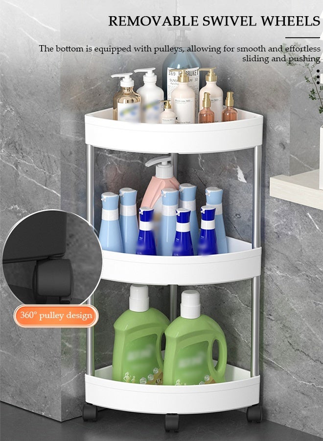 DUNISO 4-Tier Plastic Bathroom Corner Shelves,Shower Caddy Shelves,Waterproof Bathroom Unit Cart with Wheel,Rust Proof Open Storage Cart for Bathroom, Kitchen & Balcony  (White) - Image 4