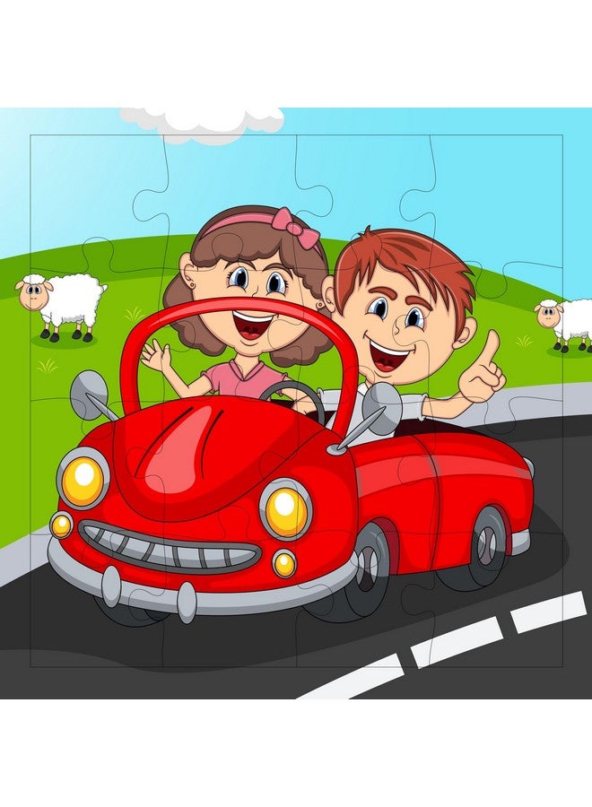 Fiddlys Fiddly's 16-Piece Wooden Jigsaw Puzzles for Kids Ages 3+, Double Layered Wooden Puzzles with Bright Front & Back Print (Vehicles World Pack of 4) - Image 5