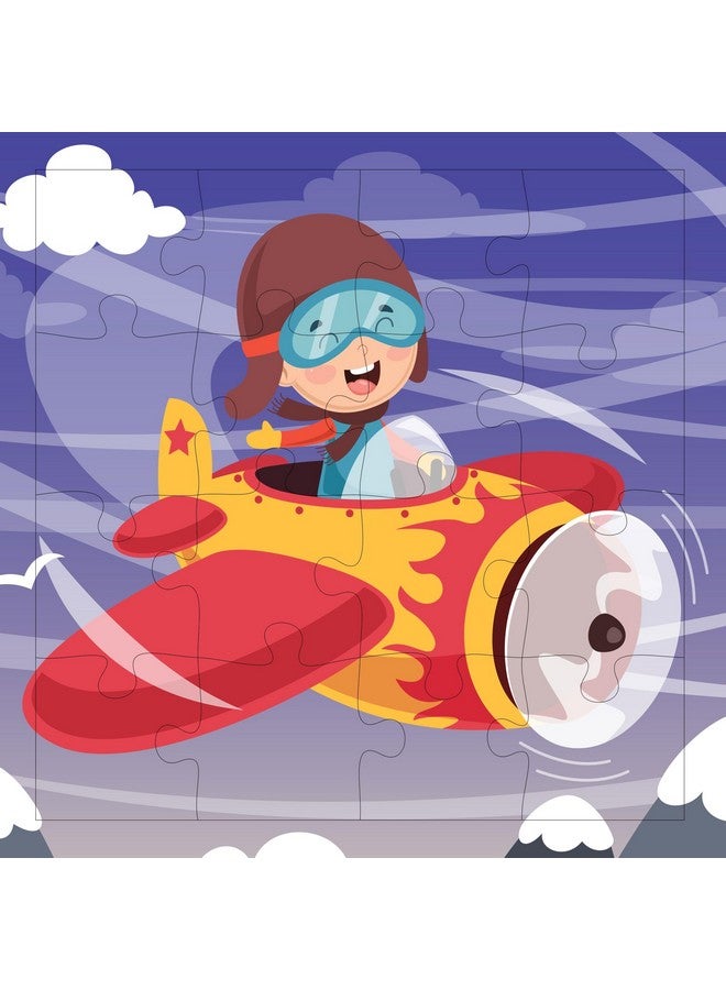 Fiddlys Fiddly's 16-Piece Wooden Jigsaw Puzzles for Kids Ages 3+, Double Layered Wooden Puzzles with Bright Front & Back Print (Vehicles World Pack of 4) - Image 3