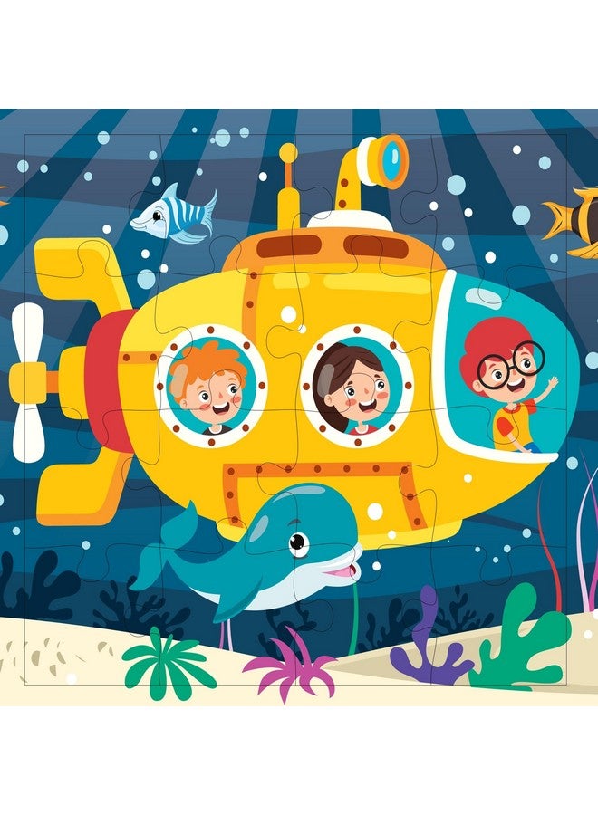 Fiddlys Fiddly's 16-Piece Wooden Jigsaw Puzzles for Kids Ages 3+, Double Layered Wooden Puzzles with Bright Front & Back Print (Vehicles World Pack of 4) - Image 4