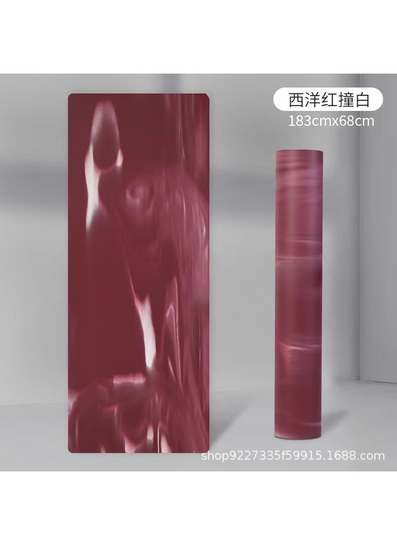 Generic - [Small wholesale] 4mm contrast color gradient PU yoga mat non-slip sweat-absorbent natural rubber fitness mat thickenedWestern Red hit White Western Red hit White - Image 1